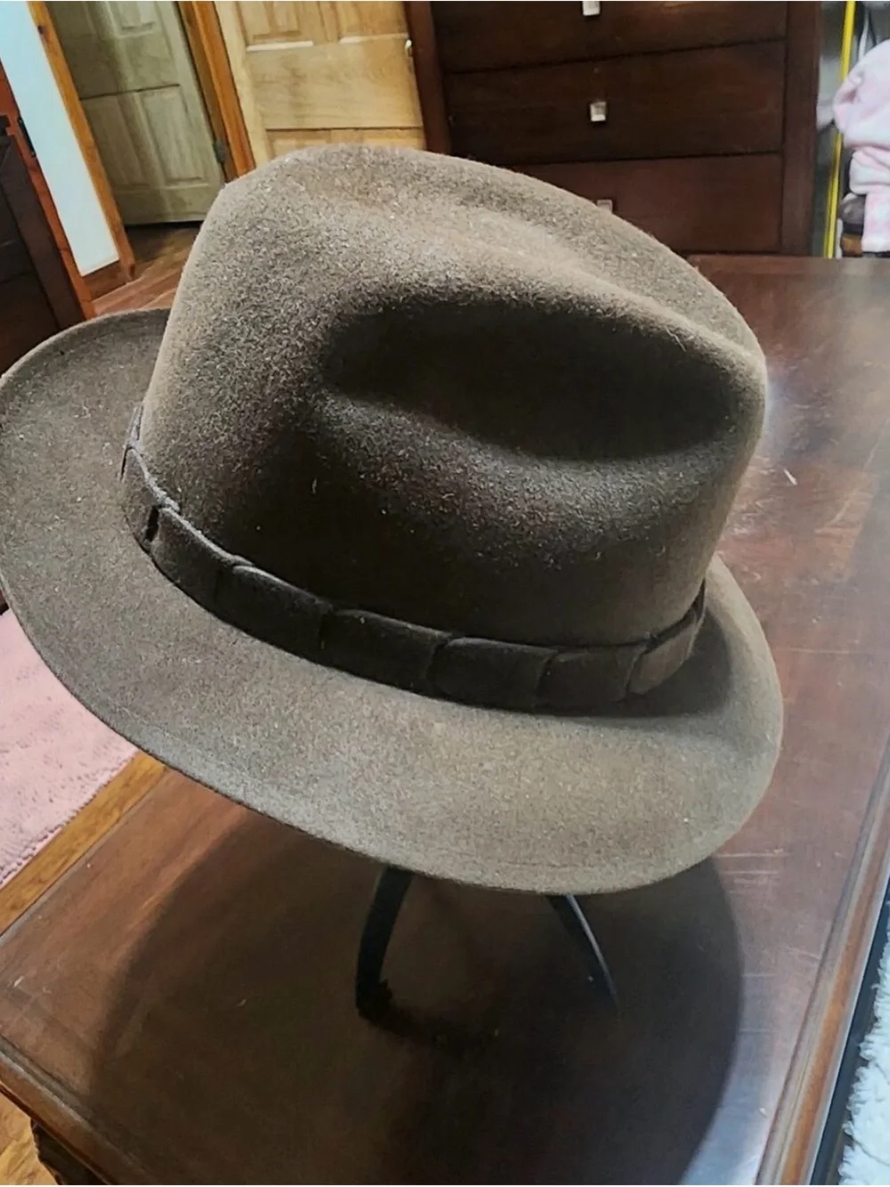 Size 7.5 Dobbs Charleston Golden Coach Fedora Hat Chocolate Brown Fur Felt